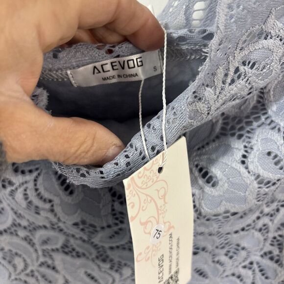 NWT Abbot Lace 3/4 Sleeves Slate Blue Small - Picture 3 of 6